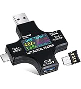 Eversame 2 in 1 Type C USB Tester Color Screen LCD Digital Multimeter, USB C Voltage Current Volt...