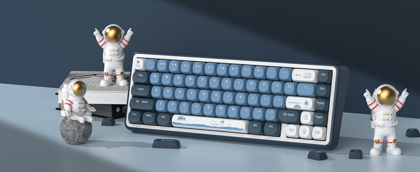 Apollo PBT Keycap Set,Blue/Dark Blue/White Custom Keycaps, Dye Sublimation Keyboard caps,MOA Profile