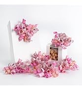 HUIHUANG Dusty Pink &amp; Rose Bows for Gift Wrapping, Self-Adhesive Curly Ribbons for Presents, Wine...