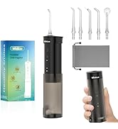 WellLeo Mini Water Flosser for Teeth,Travel Dental Flosser Picks, Portable Oral Irrigator with Te...