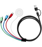 Nefuo Multi Charging Cable for Apple Watch Charger/iPhone Charger, 4 in 2 Travel Essentials Cord ...