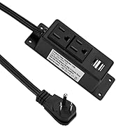 Power Strip with USB, BTU Desktop Power Outlet with 2 AC Outlets, 2 USB Ports, 6.56ft Extension C...