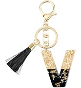 Suweibuke Fashion Black Key Chains for Women Girls, Initial Letter Keychains with Tassel, Charms ...