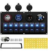 RVBOATPAT Marine Boat Switch Panel Waterproof 8 Gang 12V Rocker Switch Panel 12 Volt Toggle Switc...