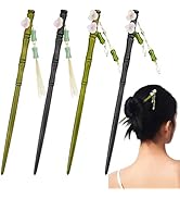4 Pcs Wooden Hair Sticks Bamboo Shape Hair Chopsticks Japanese Chinese Hair Pins Decorative Retro...