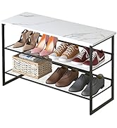 Garden 4 you 3 Tiers White Marble Shoe Rack,Freestanding Organizer Multi-Purpose Adjustable Flat ...
