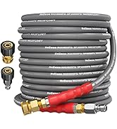 Heliwoo 3/8'' Pressure Washer Hose 50 FT, Hot and Cold Water Power Washer Hose Max 248°F, Commerc...
