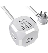 Cube USB Power Strip, YISHU 6 Ft Flat Plug Extension Cord(10A/1250W with 3 Outlets and 3 USB Port...