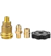 QCC1 Nut Propane Tank Cylinder Adapter with 1/4' x 1/4' NPT Female, 3/8' Flare x 1/4' Male Pipe, ...