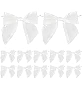AIMUDI White Bows for Wedding Decor 4" Premade White Christmas Tree Bows Pre Tied White Bows for ...