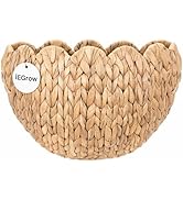 iEGrow Wicker Wall Basket, Scalloped Wall Basket Natural Water Hyacinth, Hanging Baskets for Orga...