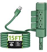 BN-LINK 15ft Outdoor Extension Cord Waterproof with Power Stake, 6-Outlet Power Strip Weatherproo...