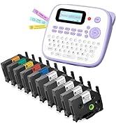 Label Maker Bundle 10PK Tapes White and Color, D210S Label Maker Waterproof-Labels, Portable Labe...