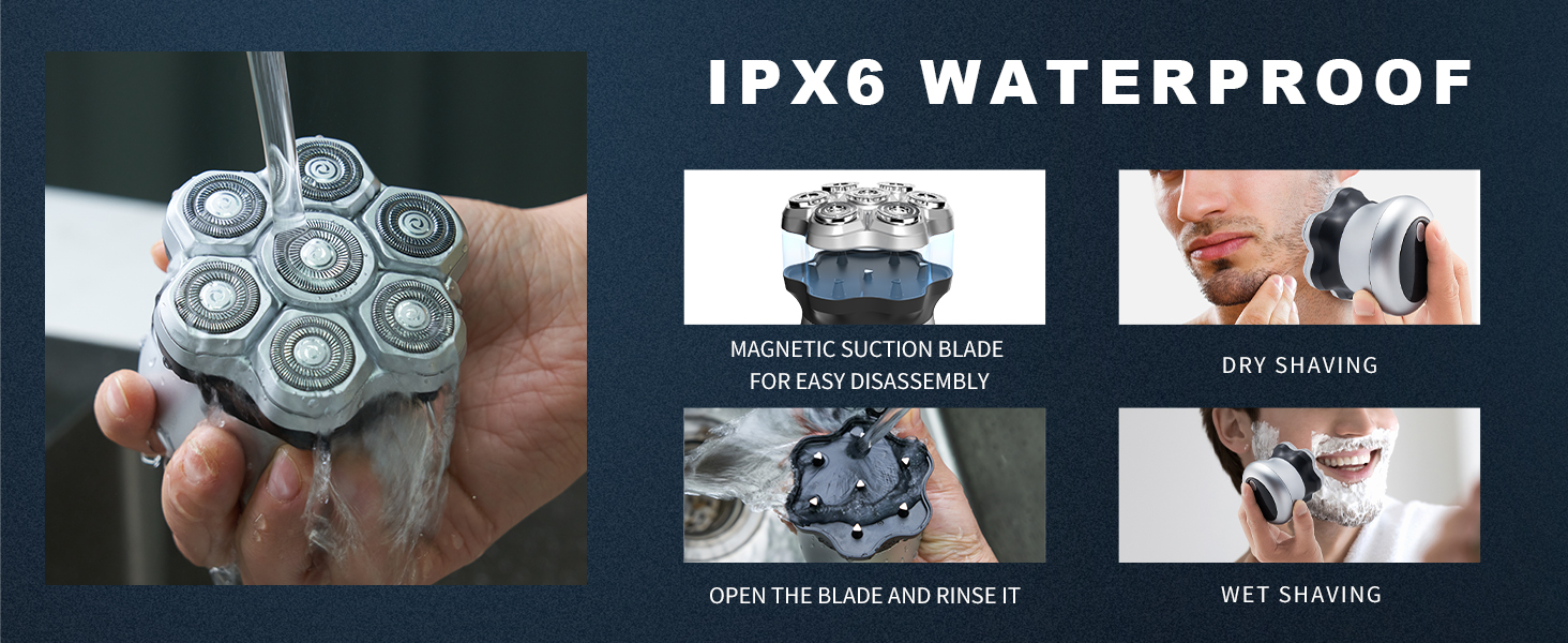 Head Shavers for Bald Men,travel shaver for bald men,IPX6 electric shaver bald men,bald razor mens