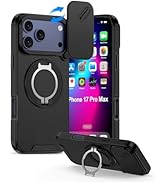 iPhone 17 Pro Max Case with Camera Cover &amp; Ring Holder, 17 PRO MAX 6.9" Rugged Shockproof Protect...