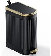 CEROELDA Slim Bathroom Trash Can with Lid Soft Close, 10 Liter/2.6 Gallon Stainless Steel Small G...