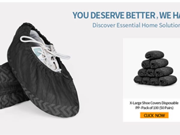X-Large Shoe Covers Disposable Non-Woven, Pack of 100, Black
