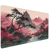 SEIFUD Gaming Mouse Pad, Japanese Cherry Blossom Watercolor Design, 35.4x15.7 Inches, Extended De...