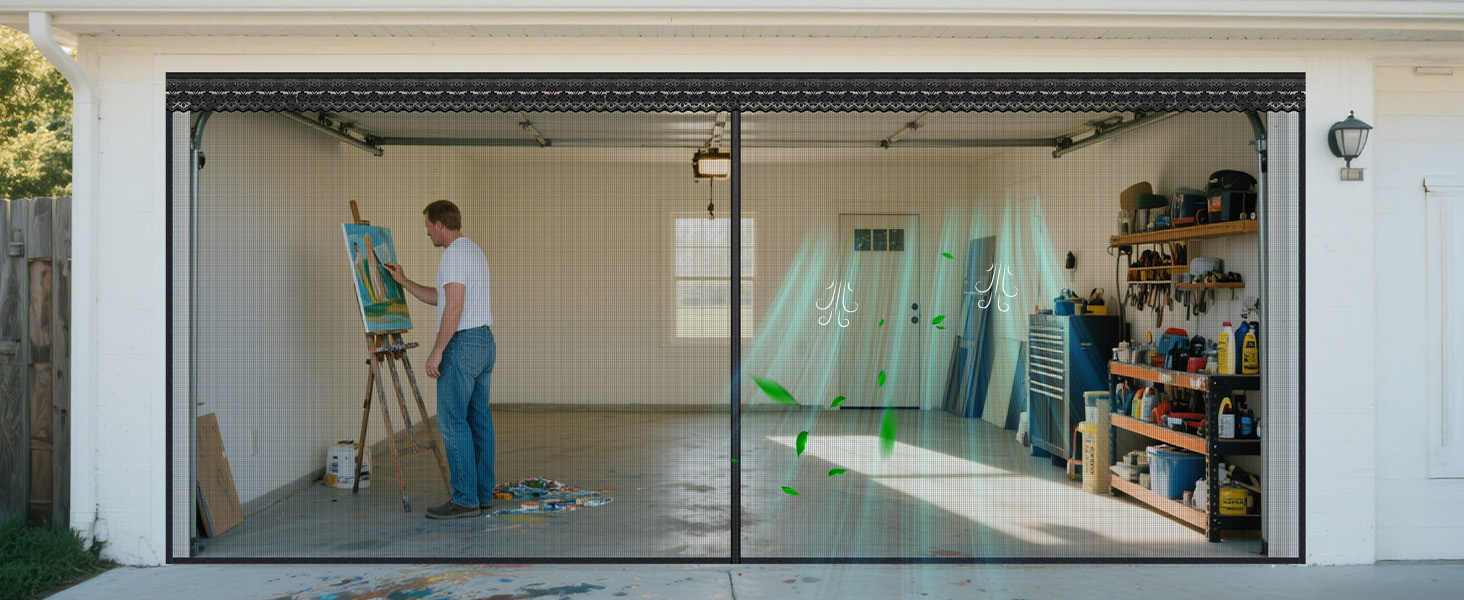 garage door screen with magnetic closure