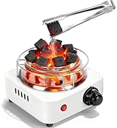 500W Electric Charcoal Burner Charcoal Starter Compact Coal Stove Burner with Grill and Tongs 5 T...