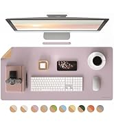 RENMTURE Dual-Sided Large Desk Pad, Faux Leather Natural Cork Mouse pad, Desk Accessories Protect...