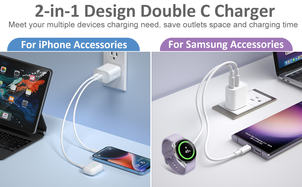 dual double usb c charger