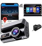 4K/2K Camera Front and Rear, Dash Cam with WiFi, Included 64GB Card, Night Vision, Loop Recording...