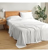 SLEEP ZONE Queen Sheets White - Super Soft Sheets for Queen Size Bed, 4 Pieces Hotel Luxury Queen...