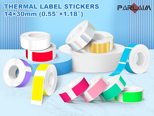 Label Maker Tape Black on White Continuous Sticker Thermal Paper Self-Adhesive Label Tape