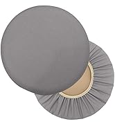 Sigmat 2 Pack Waterproof PU Bar Stool Cover Anti-Slip Round Seat Cover 15.5 Inch Grey