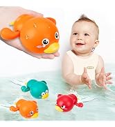 2024 Upgraded Bath Toys, Cute Swimming Duck Baby Bath Toys for Toddler 1-3, Water Pool Floating W...