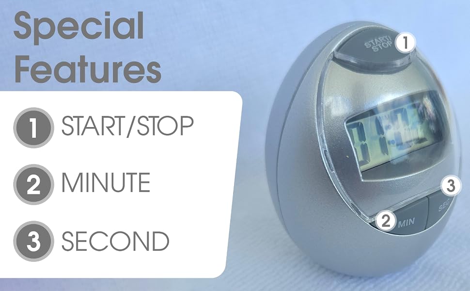 Silver Egg-Shaped Digital Timer – Stylish Porcelain Timer Look
