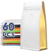 Coffee Bags with Valve(60pcs,16 oz,1 lb) Vented Coffee Beans Packaging Bags High Barrier Aluminum...
