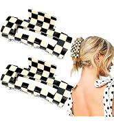2 PCS Checkered Hair Claw Clips Square Checker Barrettes Cute Non Slip Hair Jaw Clips Strong Hold...