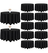 12 Pack Black Round Tablecloth 90 Inch Black Table Cloth Stain and Wrinkle Resistant Round Black ...