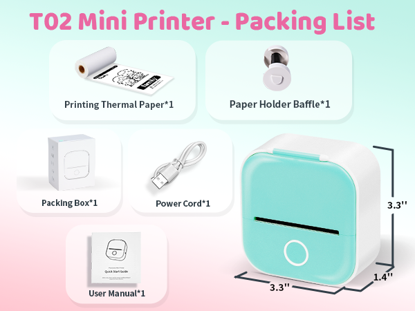 T02 Mini Sticker Printer - Wireless Sticker Maker Machine