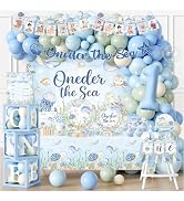 Oneder The Sea Party Decorations Boy, Blue Ocean Theme Birthday Party Supplies with Balloon, Bann...