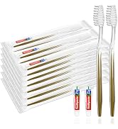 JoseHana 100 Packs Disposable Toothbrushes with Toothpaste, Individually Wrapped Travel Toothbrus...