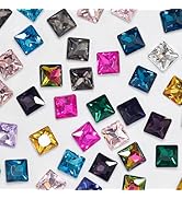 Square Crystal Rhinestones 10MM Point Back Random Color Glass Gems Faceted Rhinestones Jewels Emb...