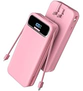 Portable Charger Power Bank with Built in Cables and AC Wall Plug,PD20W&SCP22.5W USB-C Super Fast...