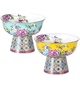 Ice Cream Dessert Bowl Bone China Ceramic Trifle Bowl Set of 2, Small Taster Bowls, Footed Desser...