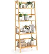 Giantex 4-Tier Bookshelf, 47.5" Bamboo Open Bookcase Book Shelf with Storage, Freestanding Displa...