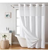 eachope No Hook Tufted Chevron Striped Shower Curtain with Snap-in Fabric Liner set-71Wx74H,Hotel...