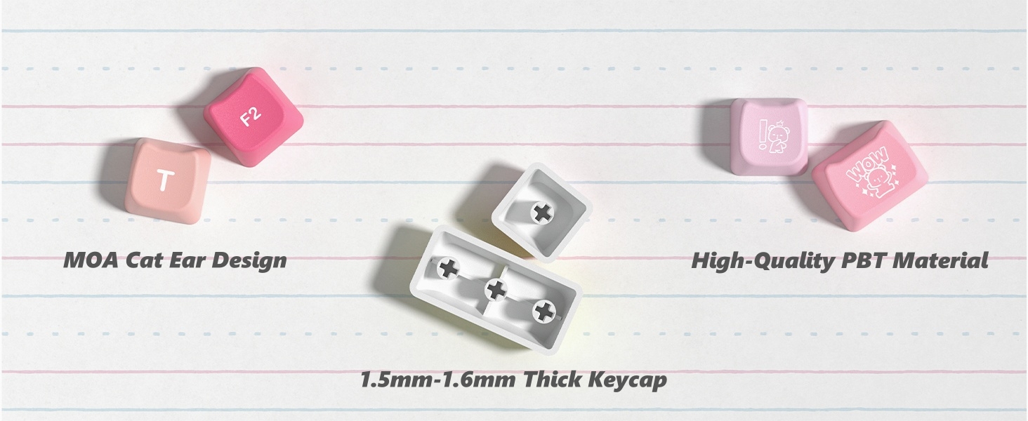 keycaps pbt Keyboard Keycaps 60 65 75 100 Percent, MOA Profile Cat Cute Keycap