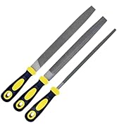 3 pcs Metal File Set, 8-inch,Professional Carbon Steel File, Includes Flat/Half-Round/Round,Work ...