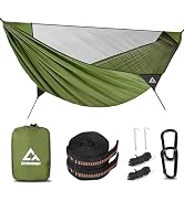 Camping Hammock with Mosquito Net – Portable Parachute Nylon Backpacking Hammock with Tree Straps...