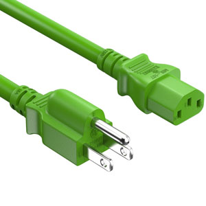 Green 5-15P to C13 Power Cable