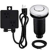 SINKINGDOM Garbage Disposal Sink Top Air Switch Kit with Long Button, Chrome(Brass cover)