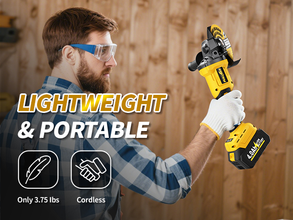 Cordless Angle Grinder 4-1/2&amp;#34; Electric Metal Grinder Kit for Cutting, Grinding