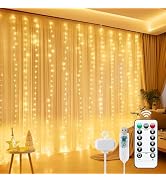 Minetom Curtain Lights, 300 LED Dimmable Fairy Lights with Remote and Timer, 8 Modes, USB Powered...